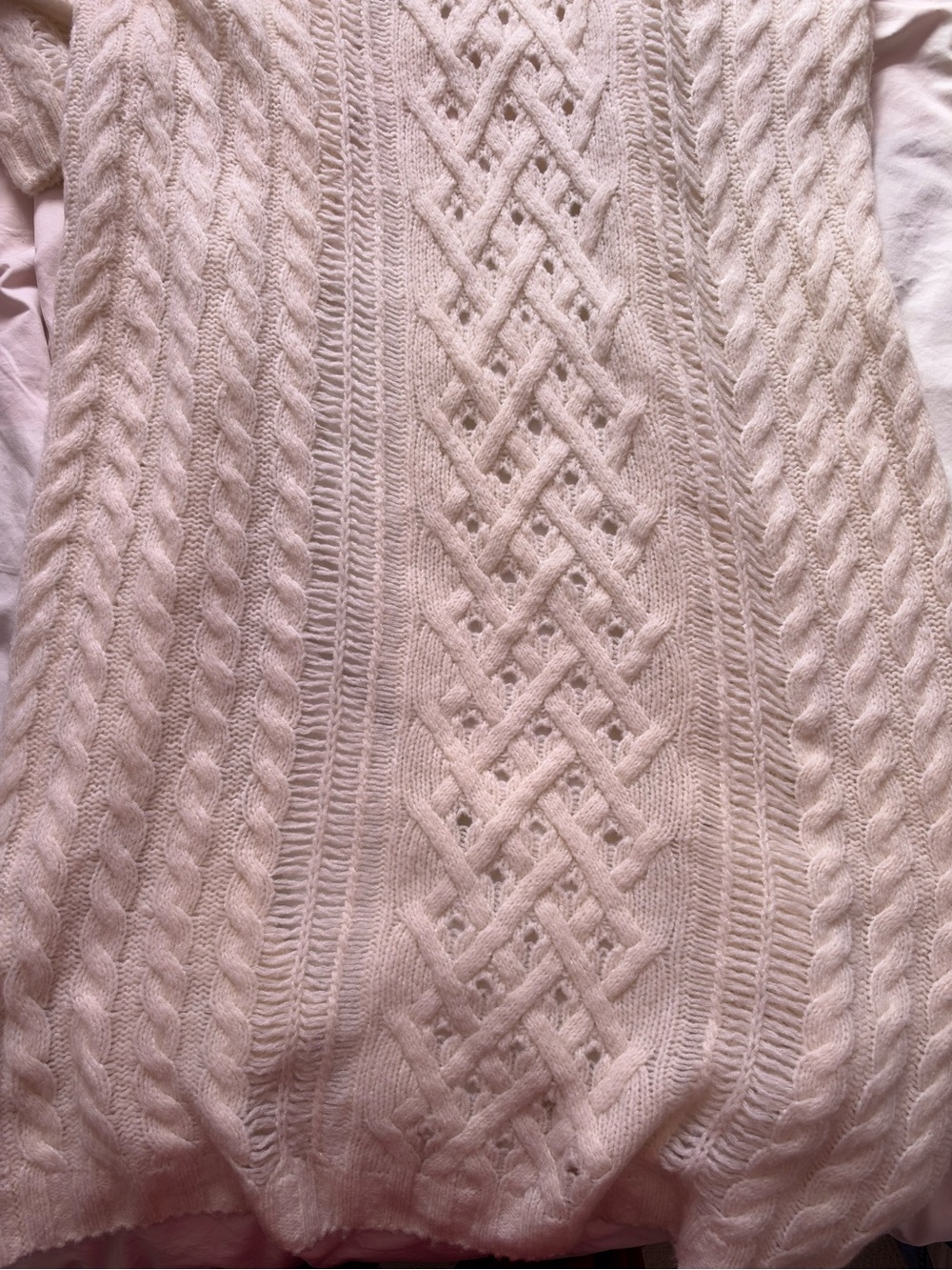 NAADAM Ivory Cashmere Merino Wool Cable Knit Long Belted Cardigan Size L - Picture 13 of 13